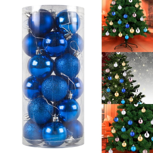 24 Uds bolas colgantes de Navidad, proyectos de bricolaje, decoraciones artesanales inastillables, adornos navideños para bodas, año Nuevo y Navidad azul Macarena Bolas colgantes