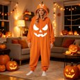 thumbnail image 6 of Curuila Halloween Adult Jumpsuit Zipper Hallowmas Pumpkin Hooded Flannel Pajamas For Women And Men Party Fashionable Homewear Jumpsuit Size L, 6 of 9
