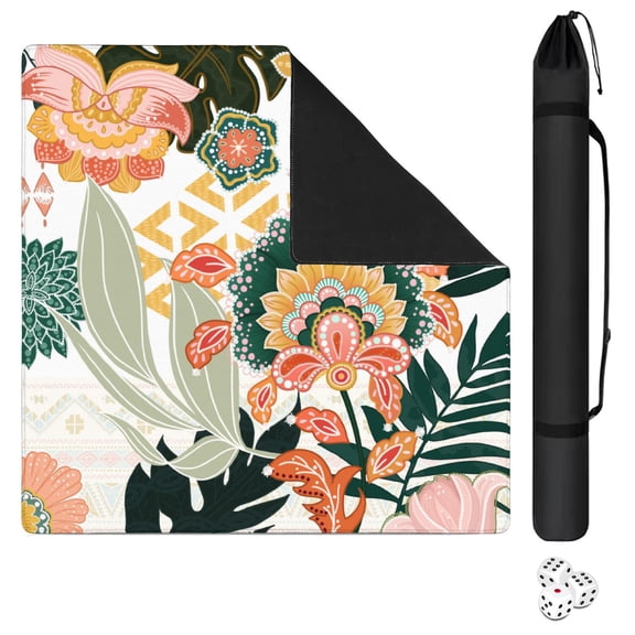 Stylish Boho Mahjong Mat Measuring 31.5 Inches Square Crafted from Rubber with Anti-Slip Properties and Noise Reducing Function for Cards Board Games