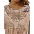 thumbnail image 3 of Gvmfive Women Tops Casual Lace Spliced 3/4 Sleeve A-line Tunic Blouse, 3 of 4