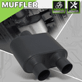 thumbnail image 2 of Magshion Black 2.5" Inlet 2.25" Outlet Stainless Steel Dual Chambered Exhaust Muffler Straight-Through Round Tip, 2 of 10