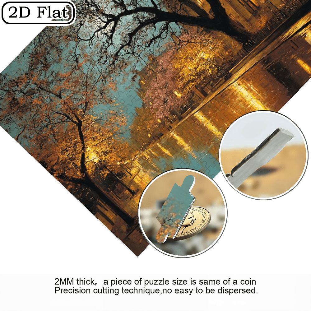 A Box of (1000pcs) Adult Puzzles, with Light Rain Cherry Lane Design, Challenging, Suitable for Adults, Family Entertainment. 29.4*19.6 in