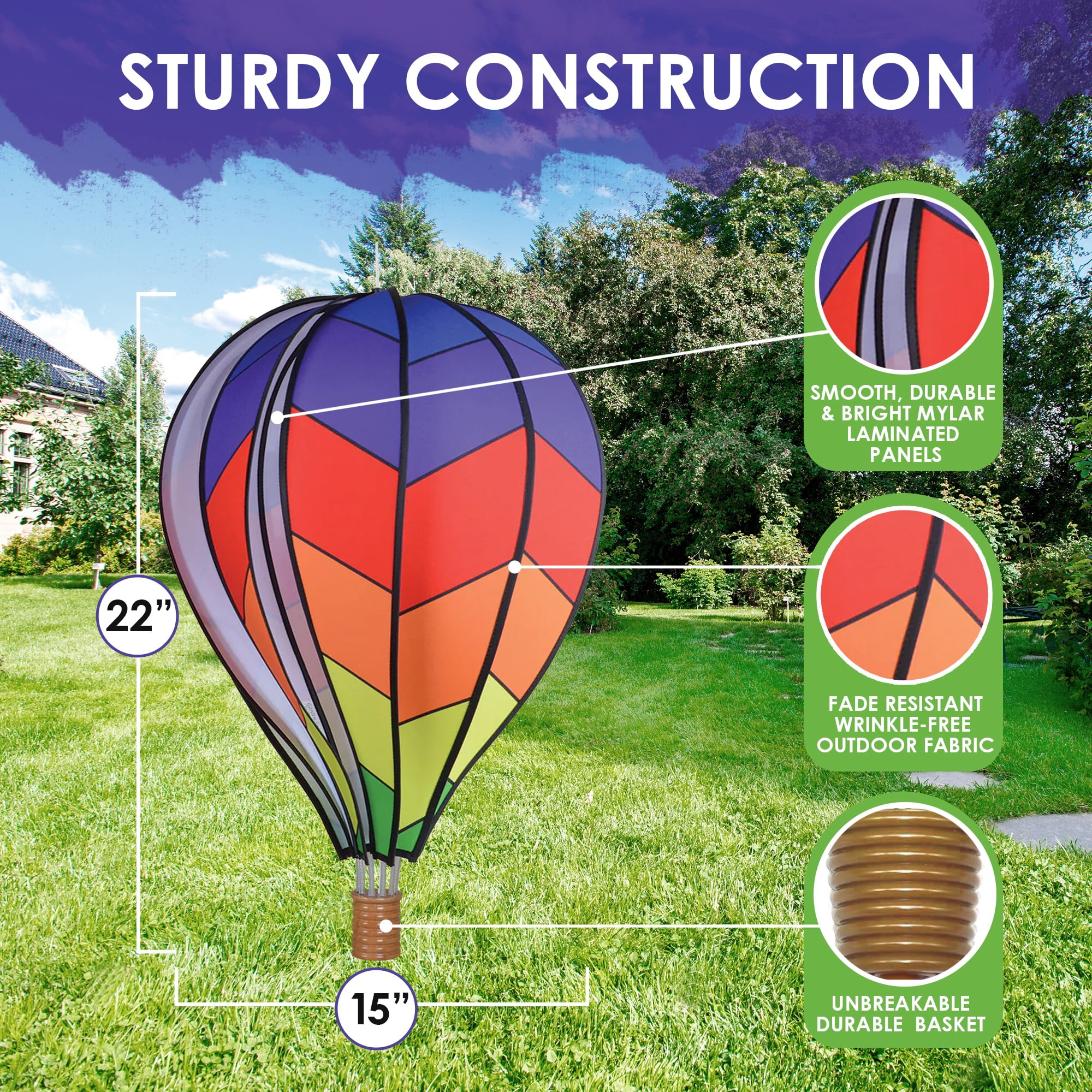 Premier Kites Hot Air Balloon - Rainbow Chevron