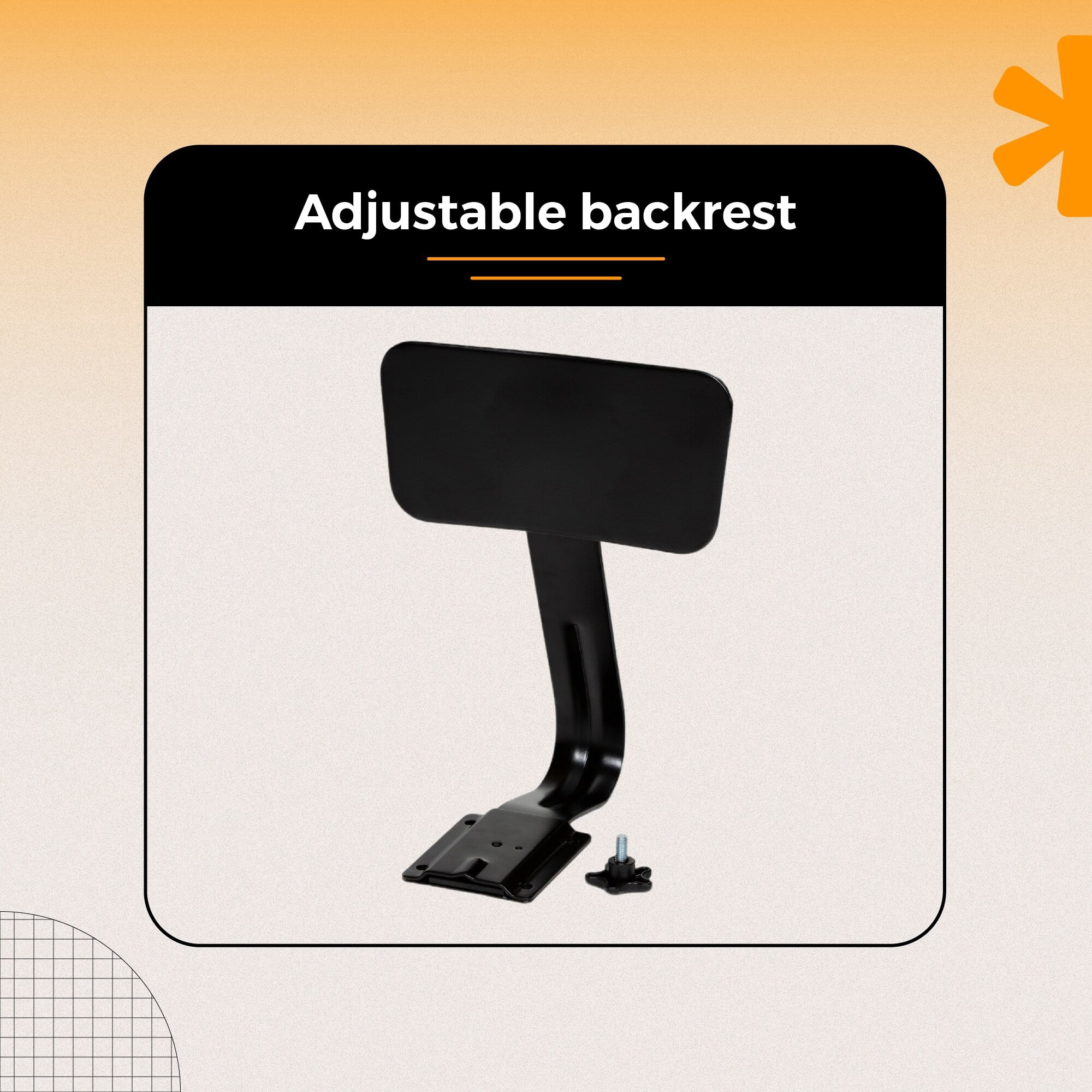 Hampden Furnishings Felix Collection 24-Inch Steel Stool with Backrest, Black, AssemblyReady