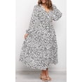 thumbnail image 6 of Women's Boho Leopard Print Ruffle Long Sleeve V Neck Casual Flowy Party Maxi Dress, 6 of 7