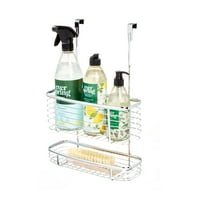 iDesign, Over the Cabinet 2-Tier Kitchen Storage Basket Organizer, 5" x 11" x 16.3", Chrome