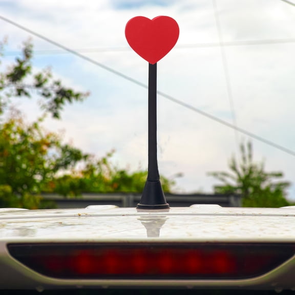 OUNONA 5Pcs Heart Car Antenna Topper Red Cute Vehicle Decoration for Easy to Find Car Antenna Charm