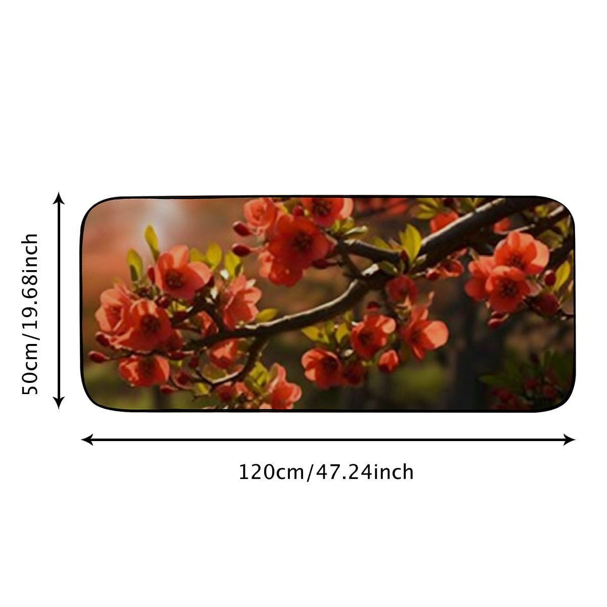 PHYHOO Decorative Door Mat, Door Mat with Non-Slip Rubber Backing, Easy Cleaning, Traps Dirt, Rug for Entry, Patio, Garage - A Flowering Cotoneaster Red Flowers Spring 19.68*47.24 in