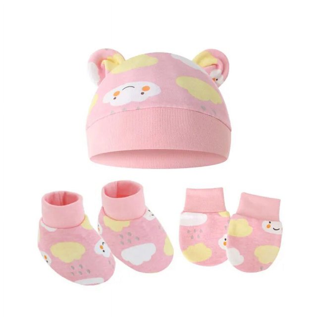 Juego de guantes para bebé recién nacido, sombrero y cubierta de pie, manoplas antiarañazos, gorro de algodón, Kit de calcetines, accesorios para recién nacidos