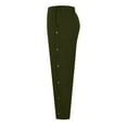 thumbnail image 5 of Corduroy Pants Women Stretch Elastic Waist Casual Pants Side Button Loose Comfy Straight Leg Trousers with Pockets Army Green 2XL, 5 of 8