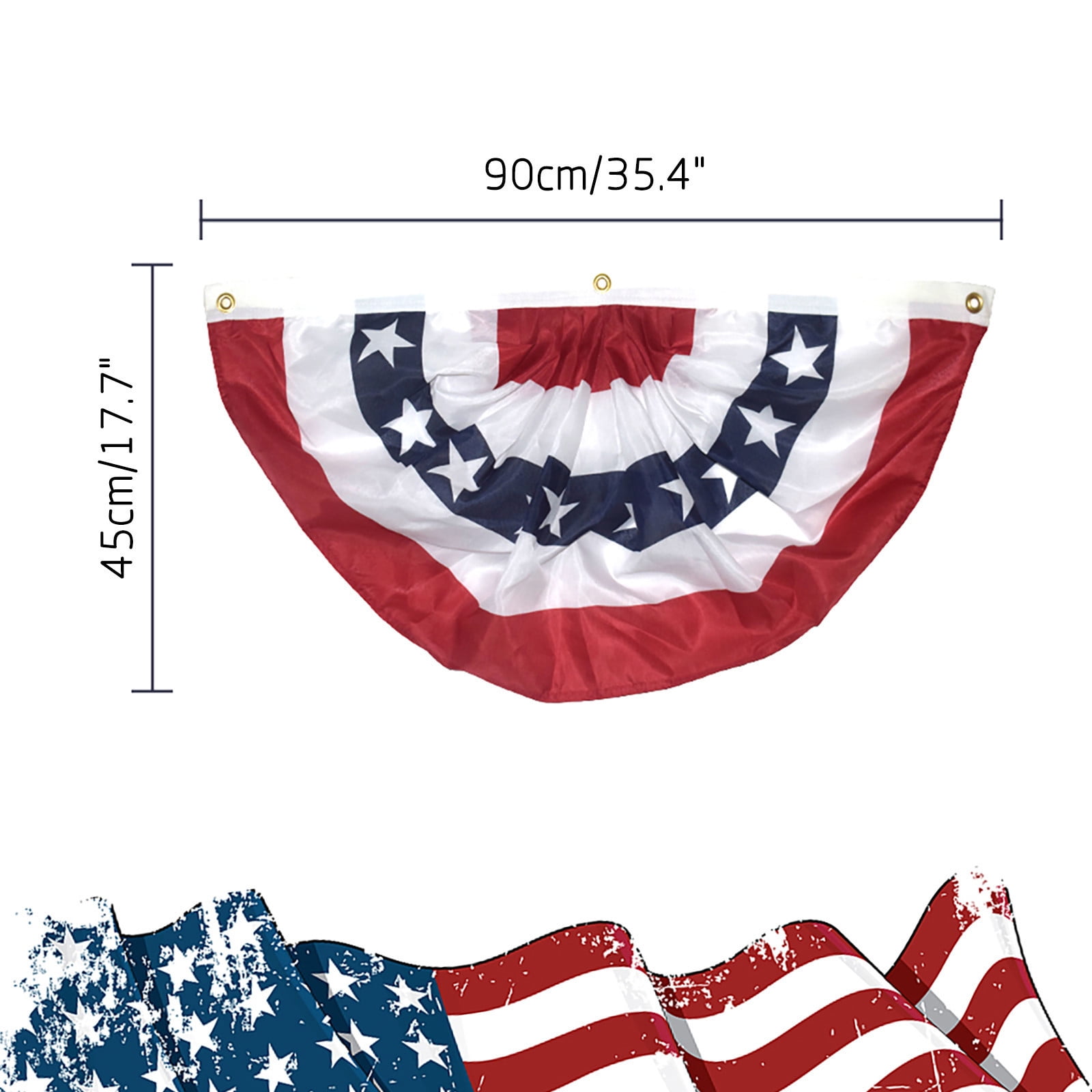 Patriotic Bunting Flag 2 Pack Red White Blue Pleated Fan Banner 35.4 x 17.7 in Porch Yard Decor A