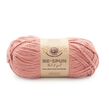 UPC: 0842093130345 | Lion Brand Yarn Re-Spun Thick & Quick Desert Sand Super Bulky Recycled Polyester Pink Yarn 1 Pack
