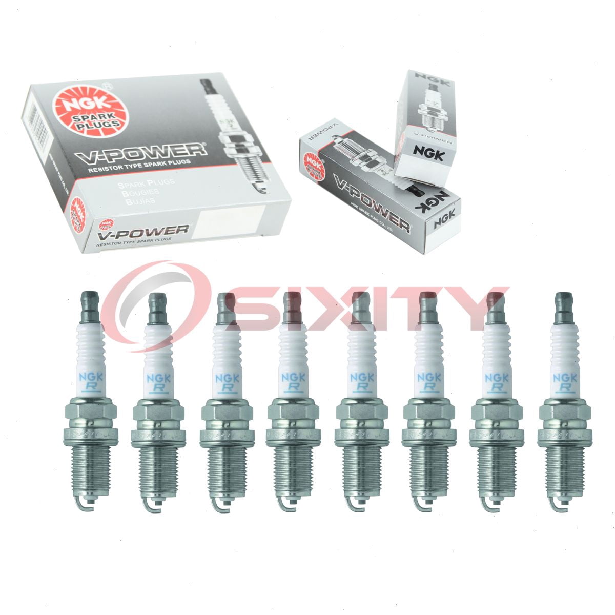 8 pc NGK 7938 V-Power Spark Plugs for 0000-18-BP47 065-01406-20 09482-00477 0E7585 0E7585A 1213202 1213202S 160999-78030 1835238T 1835246T 1Y06 2095 22401-20J05 22401KA440 241-602 2513212S 2513214S