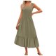 thumbnail image 1 of Vestido sin mangas de verano para mujer: vestido largo informal con cuello cuadrado, plisado y bolsillos, elástico y transpirable, adecuado para ocasiones informales, playa, fiestas y más., 1 of 8