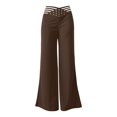 thumbnail image 4 of WTOBBY Women's Vintage Bloom Palazzo Pants - High Waist Wide Leg Trousers with Dual Pockets & Breathable Cotton Blend for Street Fashion,Brown S, 4 of 5