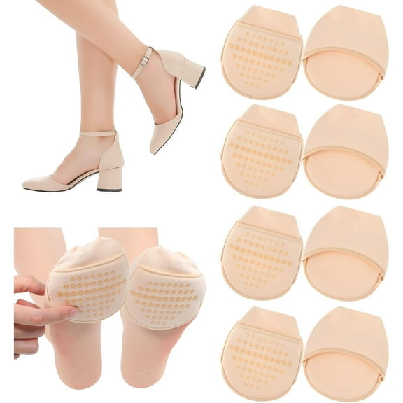 4 Pairs Toe Topper Socks for Women, Ball of Foot Cushion Socks Toe Socks Women No Show with Padding, Half Socks with Sponge Cushion for Heels