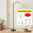 thumbnail image 4 of OUTON 63" Arc Floor Lamp for Living Room, Modern Standing Lamp with Hanging Linen Shade, Metal Floor Lamp with Remote and APP Control  for Bedroom(Black), 4 of 9