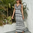 thumbnail image 4 of Maxi Dress White And Black Ethnic Dress Female Vintage Print Vintage V Neck Sleeveless Aesthetic Printed Bohemia Long Dresses, 4 of 7