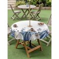 thumbnail image 3 of Outdoor Tablecloth with Umbrella Hole and Zipper, Fall Blue Pumpkin Round Table Cloth 54 Inch Waterproof Tablecloth, Thanksgiving White Eucalyptus Flower Picnic Table Cover for Patio Camping, 3 of 7