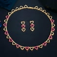 thumbnail image 2 of Heart Chain Link Gold CZ Red Lover Party Costume Necklace Earrings Jewelry Set, 2 of 9