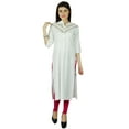 thumbnail image 6 of Bimba Womens 3/4 Sleeve Straight Kurti Casual Fancy Kurta Blouse White Tunic, 6 of 6