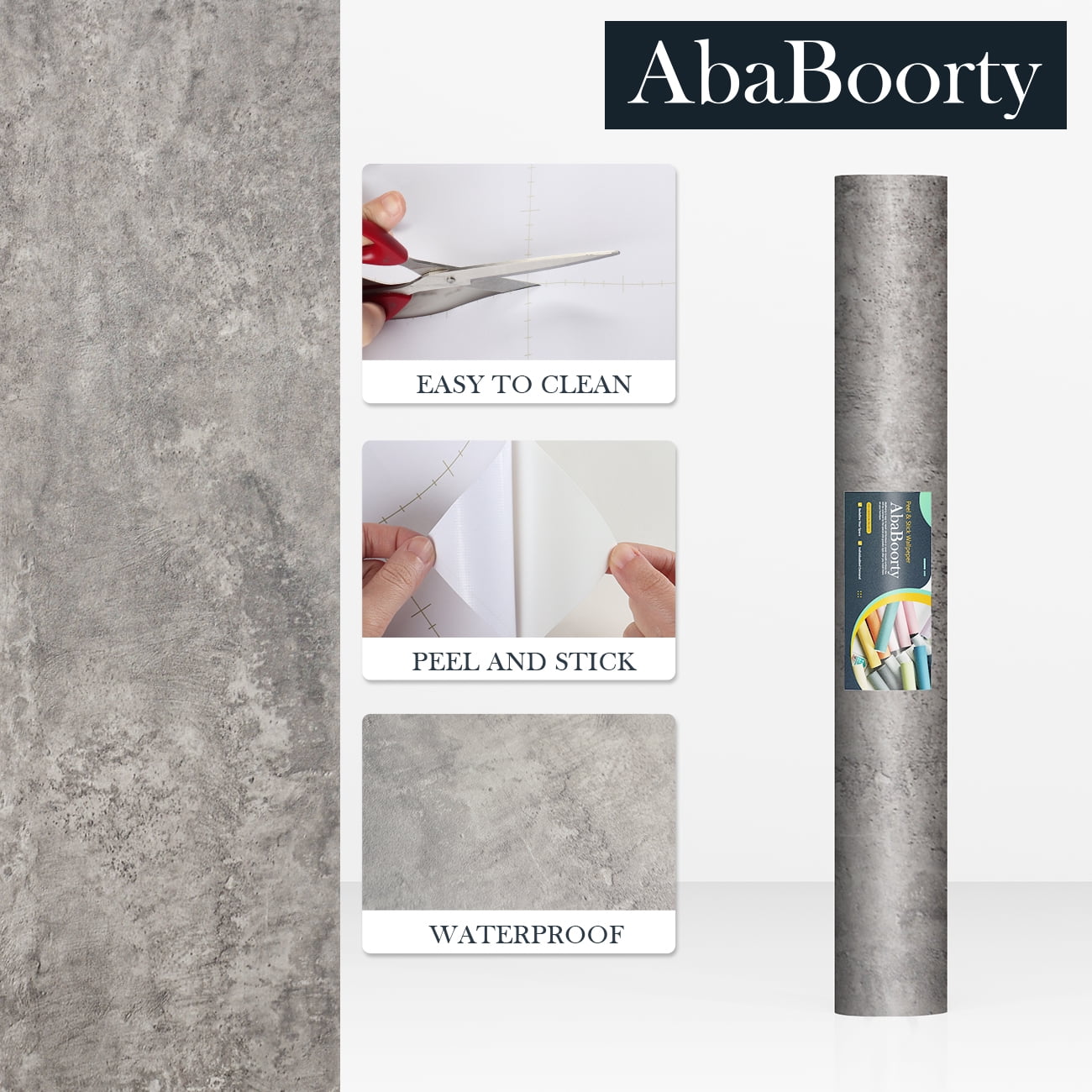 AbaBoorty Peel and Stick Countertop Contact Paper 15.7"x394", Cement Gray Concrete Wallpaper Waterproof Vinyl Wrap for Kitchen Table Desk Bedroom Accent Wall