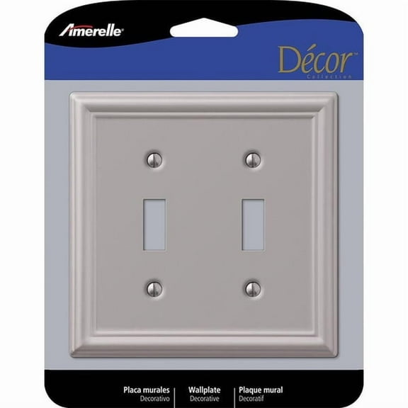 Amerelle Chelsea Brushed Nickel Gray 2 gang Stamped Steel Toggle Wall Plate 1 pk