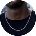 thumbnail image 3 of Collar de cadena de eslabones cubanos de 3,5 mm para hombres, niños, mujeres, cadenas en tono negro, plateado y dorado para hombres, disponible en cadena de 16/18/20/22/24/30 pulgadas, 3 of 5