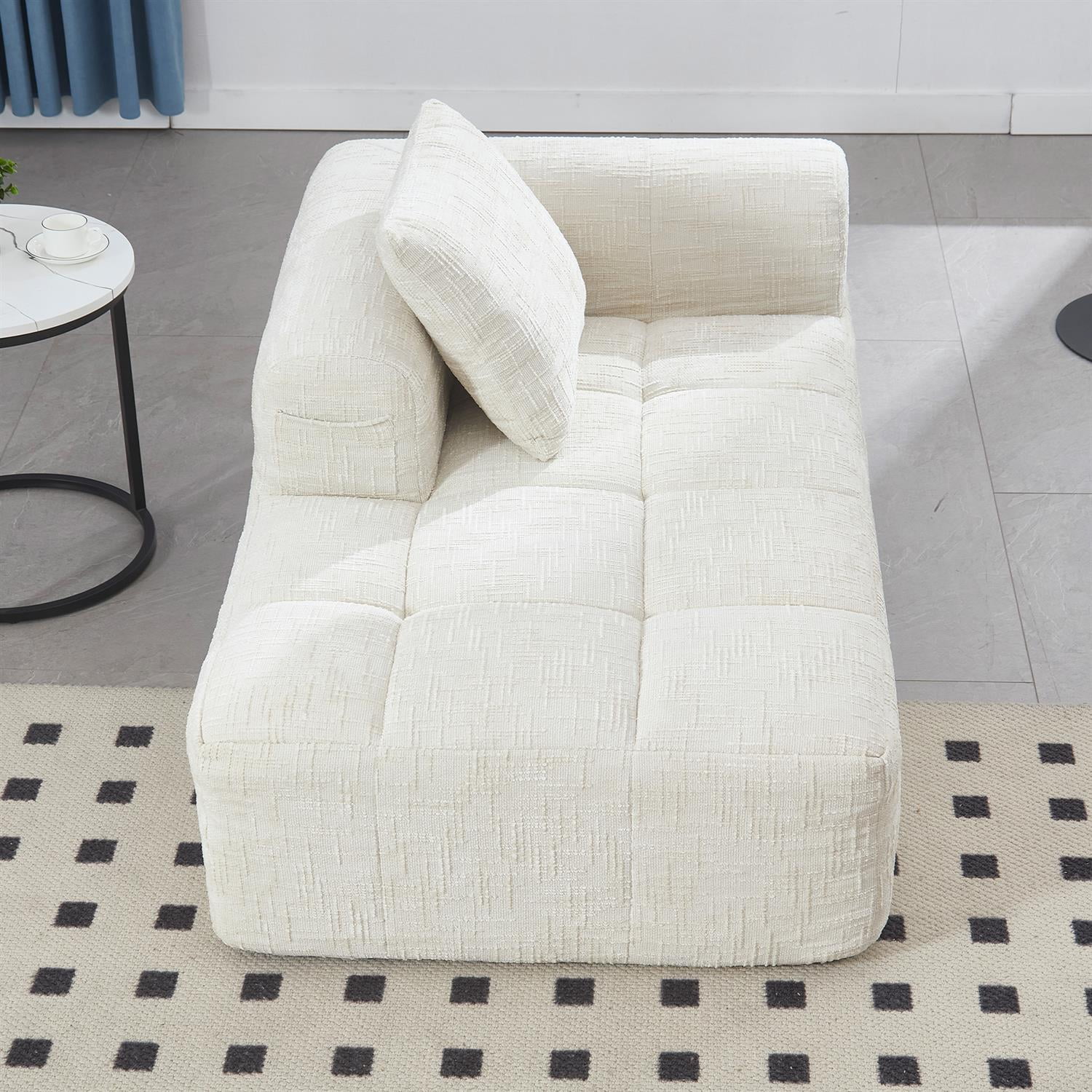 Demi Bonn 62" Plush Chenille Loveseat Sofa, Modular Sleeper for Living Room, Bedroom, Apartment Lounge, Stylish & Comfortable Couch, White