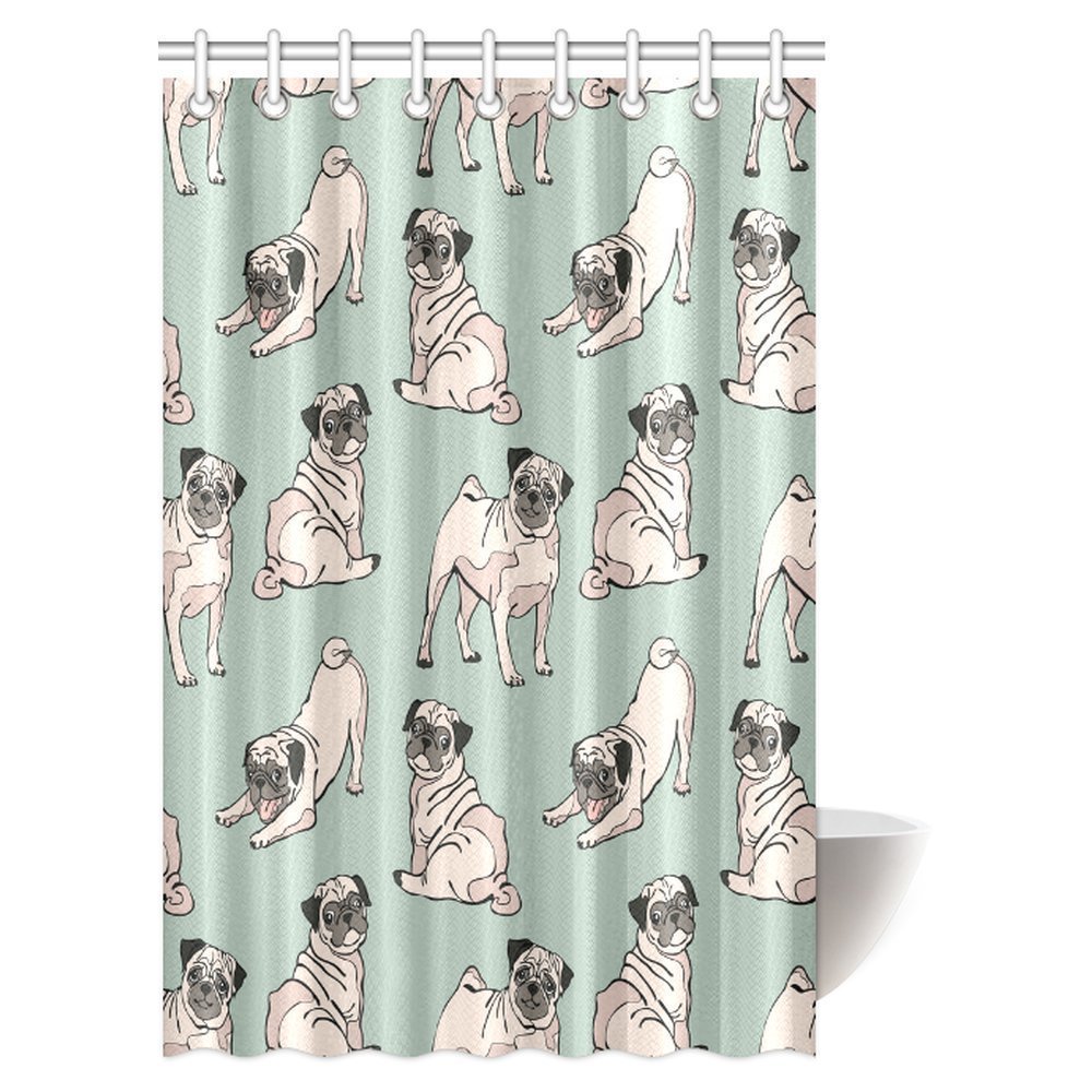 MYPOP Dog Lover Decor Shower Curtain, Cute Funny Vintage Animal Decor