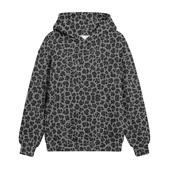 Hellosay Fleece Hoodies for Girls Size 12-13 Winter Long Sleeve Hooded Sweatshirt Heavyweight Leopard Print Tops Black