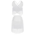 thumbnail image 7 of Aislor Women's Latin Salsa Ballroom V Neck Sleeveless Fringe Crop Top with Swing Skirt Indian Dancewear White M, 7 of 7
