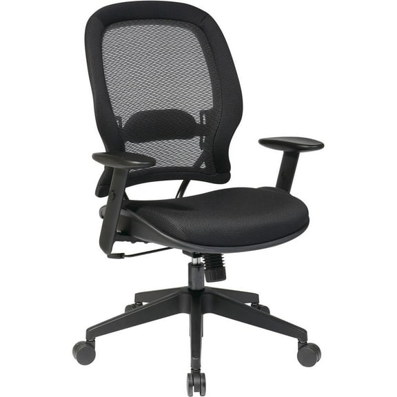 Office Star AirGrid Back and Mesh Fabric Seat Office Chair in Black