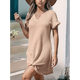 thumbnail image 3 of Vestido Informal con Cuello en V y Protección Solar, Color Caqui, Talla XL, 3 of 6