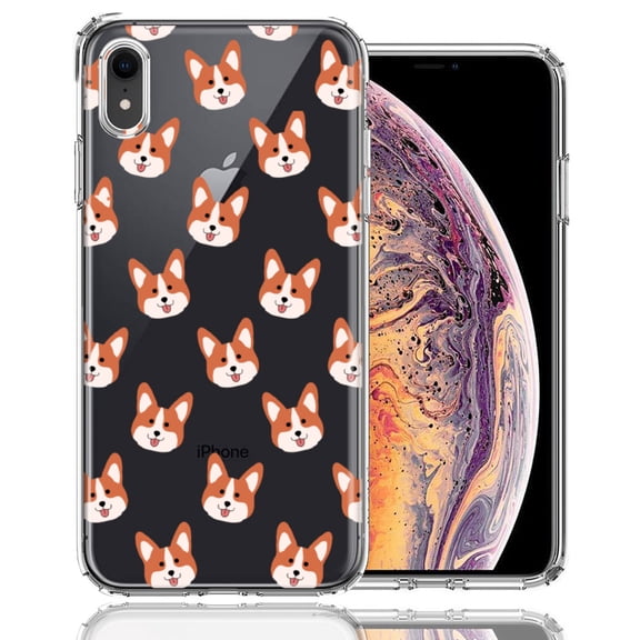 MUNDAZE For Apple iPhone XR Shiba Inu Polkadots Design Double Layer Phone Case Cover