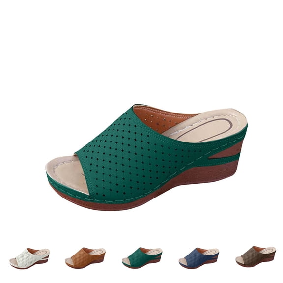 ATENAR Womens Sandals Outdoor Comfortable Women Sandals Slide Shoes Women Green 7.5