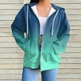 thumbnail image 2 of ZQGJB Women's Full Zip Up Hoodie Tops Fall Jacket Casual Tie Dye Gradient Print Long Sleeve Oversized Drawstring Hooded Sweatshirts with Pockets Green XXL, 2 of 4