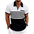 thumbnail image 2 of Shirts for Men Color Block Casual Waffle Knit Pocket Short Sleeved Half Button Stand Collar Top White XXL, 2 of 9