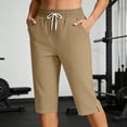 thumbnail image 2 of SBYOJLPB Women's Capris Pants Elastic Waist Drawstring Loose Casual Cropped Trousers with Pockets, 2 of 9
