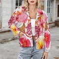 thumbnail image 3 of Jackets for Women Winter Coat Jackets Flannel Stand Collar Jacket(Tropical Flowers Fruits Sea Life,Size:S-4XL), 3 of 7
