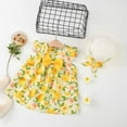 thumbnail image 2 of IROINNID Toddler Girl's Flying Sleeve Sundress Strapless Round Neck Floral Printed Casual Summer Dress with Bowknot 1-5Years, 2 of 8