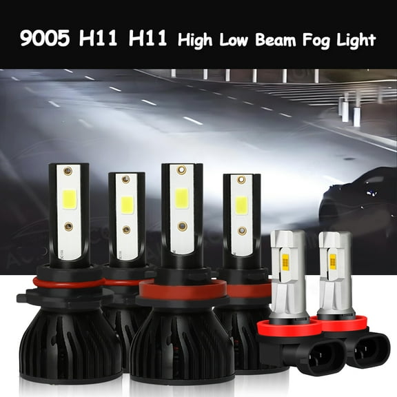 BSBSDJB For Nissan Quest 2011-2017 LED Headlight Bulbs 9005 H11 High/Low Beam H11 Fog Light 6000K White 6-pack