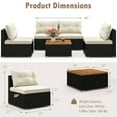 thumbnail image 3 of Gymax 5 PCS Rattan Sofa Set Outdoor Wicker Furniture Set w/ Back Cushions & Square Coffee Table, 3 of 10