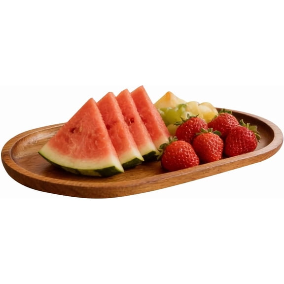 Wooden Serving Tray with Rounded Corners, Party Platter for Food Snacks Dessert
