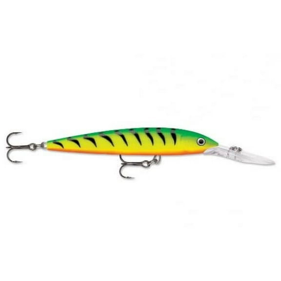 Rapala Down Deep Husky Jerk 4" Fishing Lure, Firetiger, Size 10, 3/8 Oz., DHJ10FT