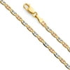 Solid 14k White Yellow and Rose Three Color Gold 2.1MM Star Diamond-Cut Valentino Chain Necklace - 16 Inches