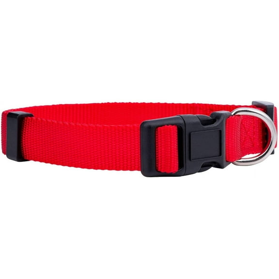 Basic Nylon Dog Collar, Adjustable for Small, Medium, Large pet and Puppies Accessories, Cute Colors for Male, Female, boy, Girl, Puppy (Medium, Red)