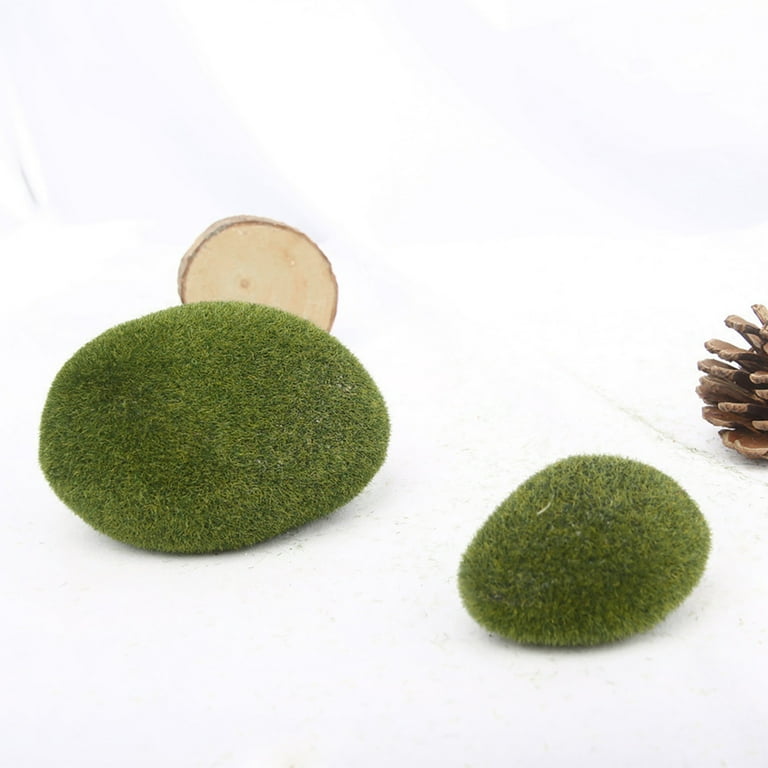 GWONG 1 Pack Fuzzy Artificial Moss Rocks Realistic Compact Simulated Green  Mossy Stones for Potted Plants 