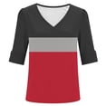 thumbnail image 7 of DeHolifer Women's Tops Casual Color Block Short Sleeve V-Neck T-Shirts Summer Casual Tees Tops Red L, 7 of 7