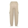 thumbnail image 5 of UYISJ Women Cargo Pants Parachute Drawstring Elastic Waist Sweatpants Baggy Y2k Teen Girls Pants Streetwear Loose Baggy Trousers with Pocket Beige S, 5 of 6
